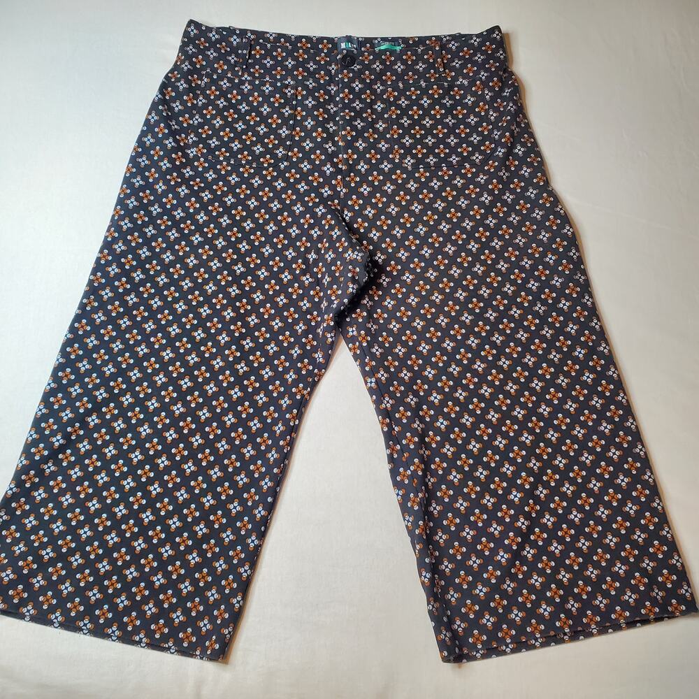 Maeve Wide Leg Pants in black with Orange & Light Blue Floral Print - Picture 2 of 9